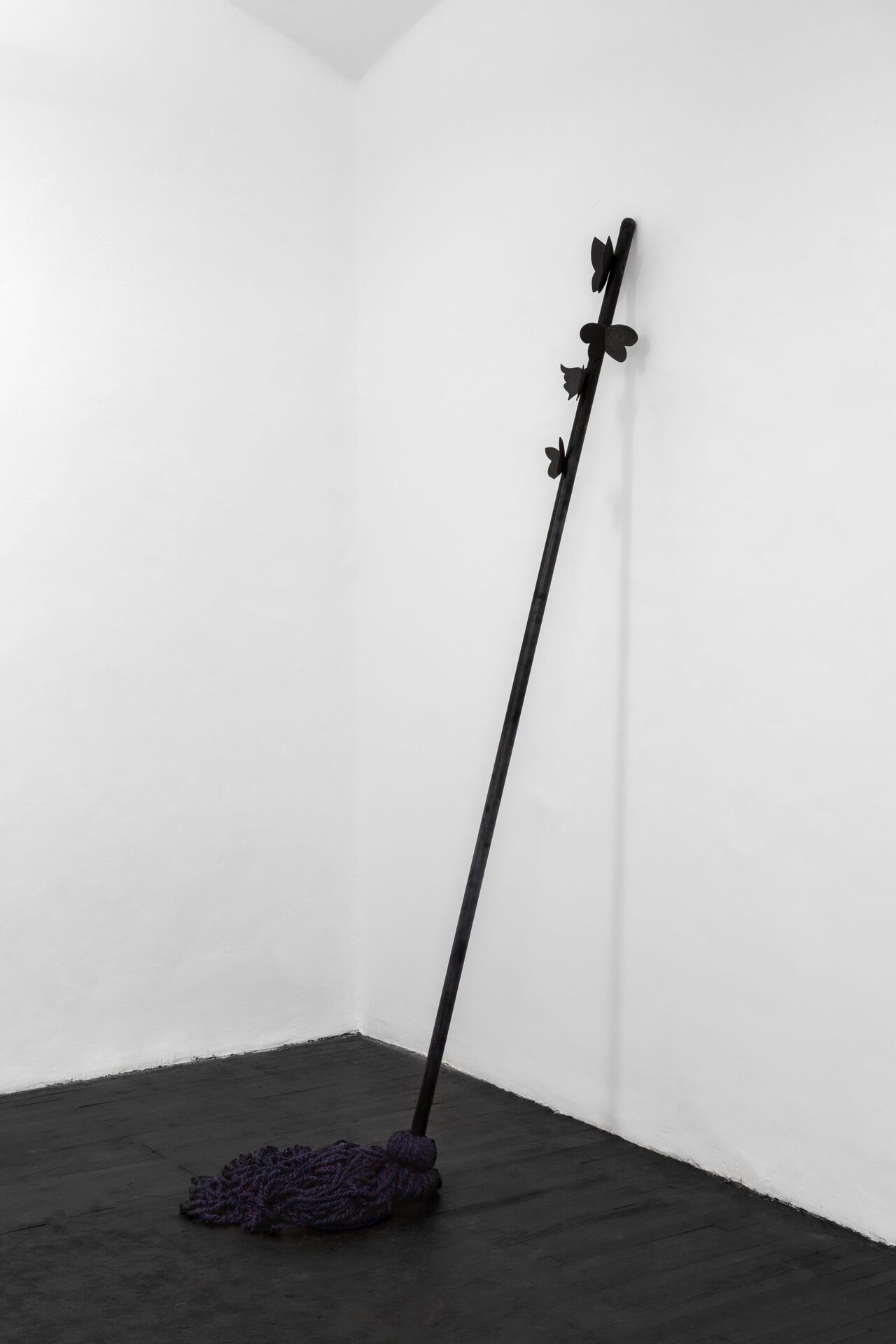 Bunny Rogers, TBT, 2020, Stained wood, metal, cotton, polyester, steel yarn, h= 231cm