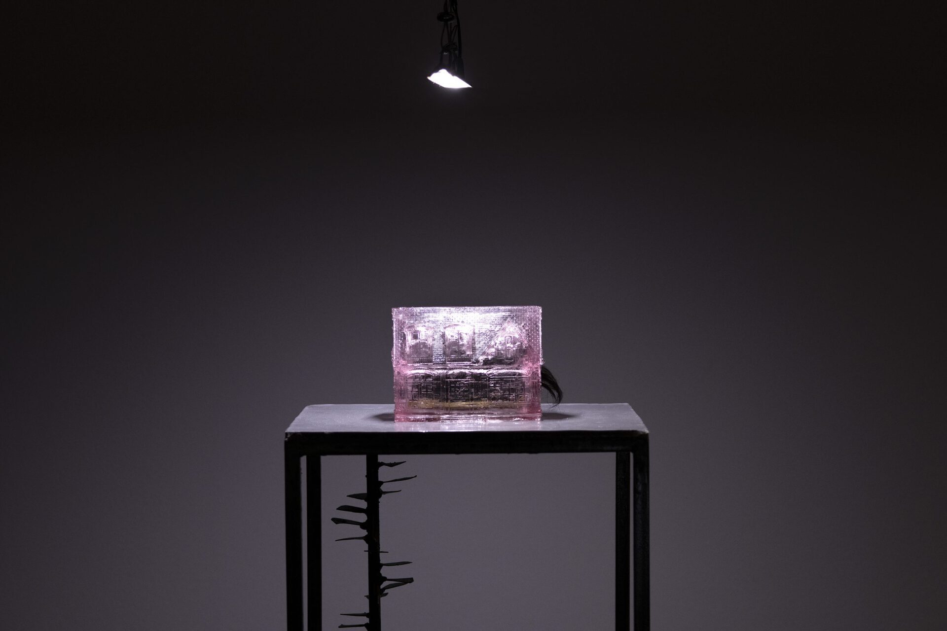 house hair, 2021 steel, resin, wax and hair 132 x 36 x 36 cm