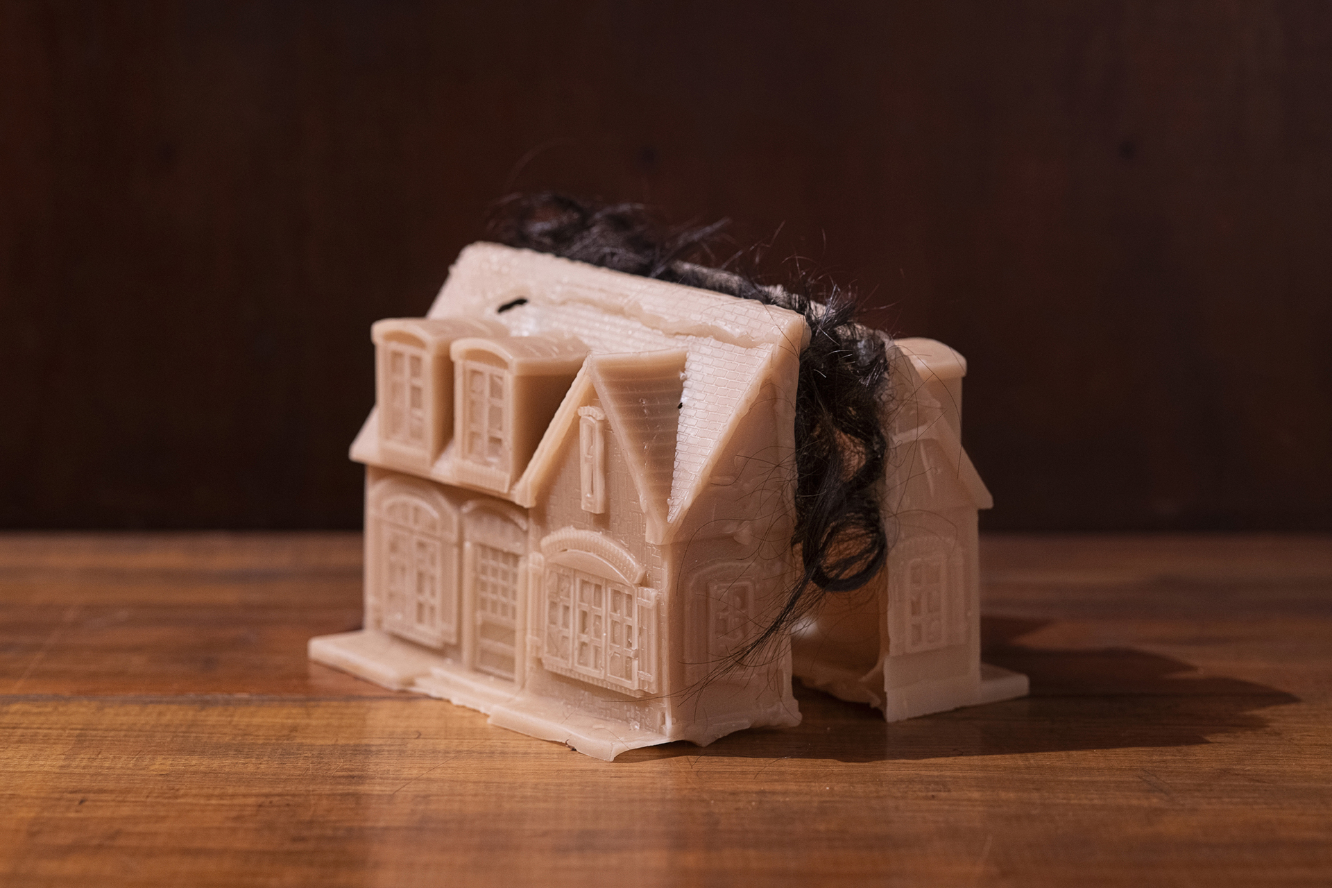house hair II, 2021 wax and hair 18 x 12 x 12 cm