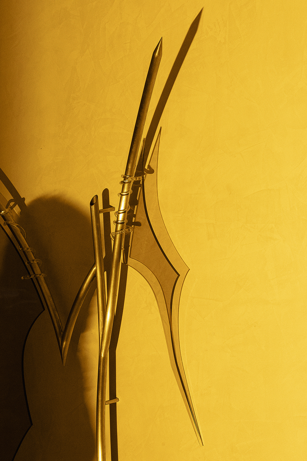 Szilvia Bolla, Aron Lodi, Elegy of the butterfly, 2021, steel, plexiglass, electrical cables, 160x100x20cm, detail2