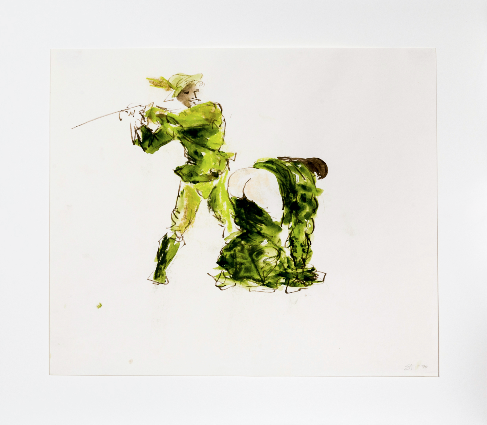 ELEANOR ANTIN King with Paint Brush from "The King and His Subject", 1978 watercolor on paper 26,5 x 31,5 cm Courtesy Christine König Galerie, Vienna and the artist