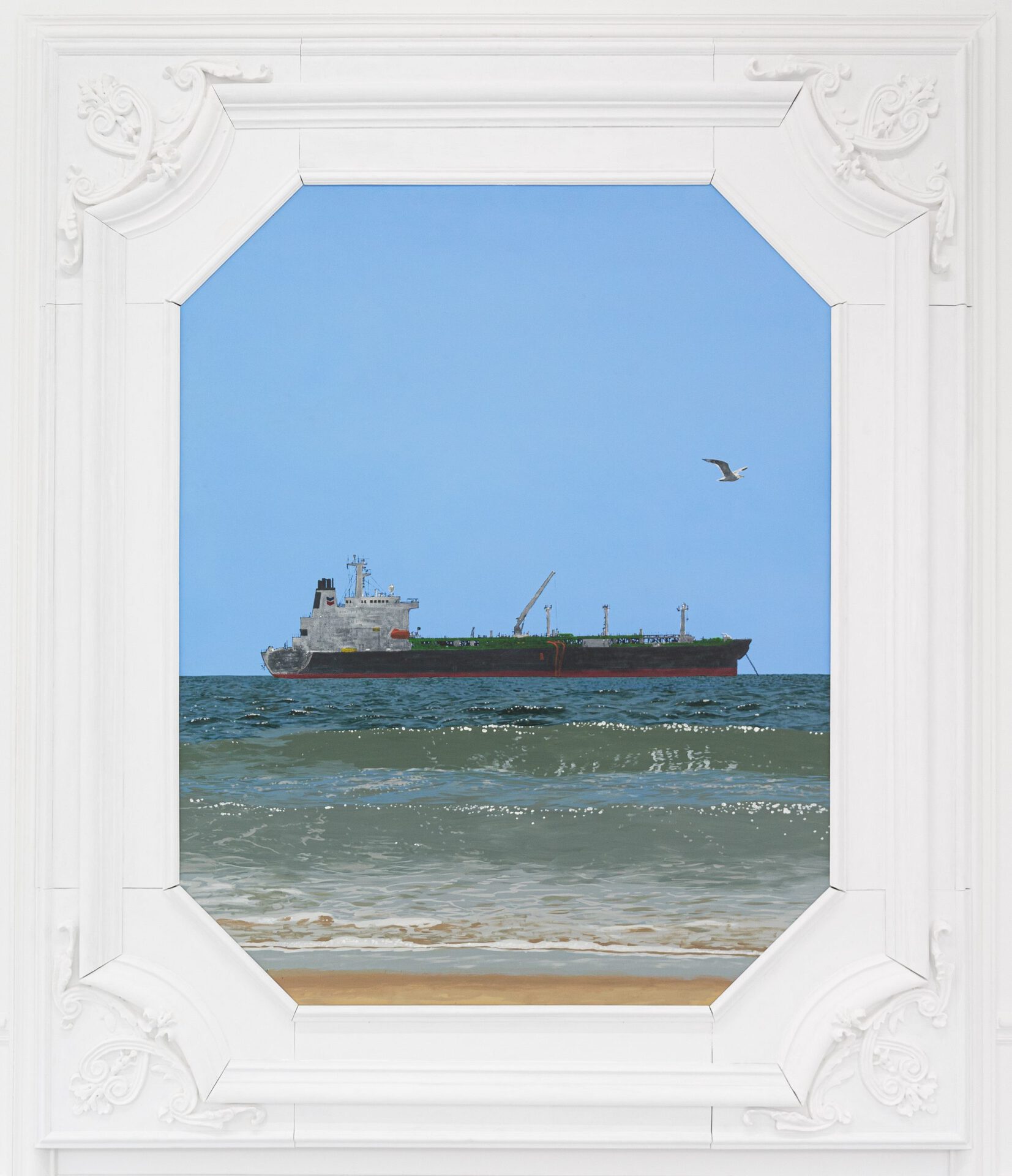 Pentti Monkkonen, Oil Tanker, 2021 Oil on canvas mounted on wood in artist frame 272 x 231 x 7 cm (107 1/8 x 91 x 2 3/4 in). Courtesy of the artist and High Art