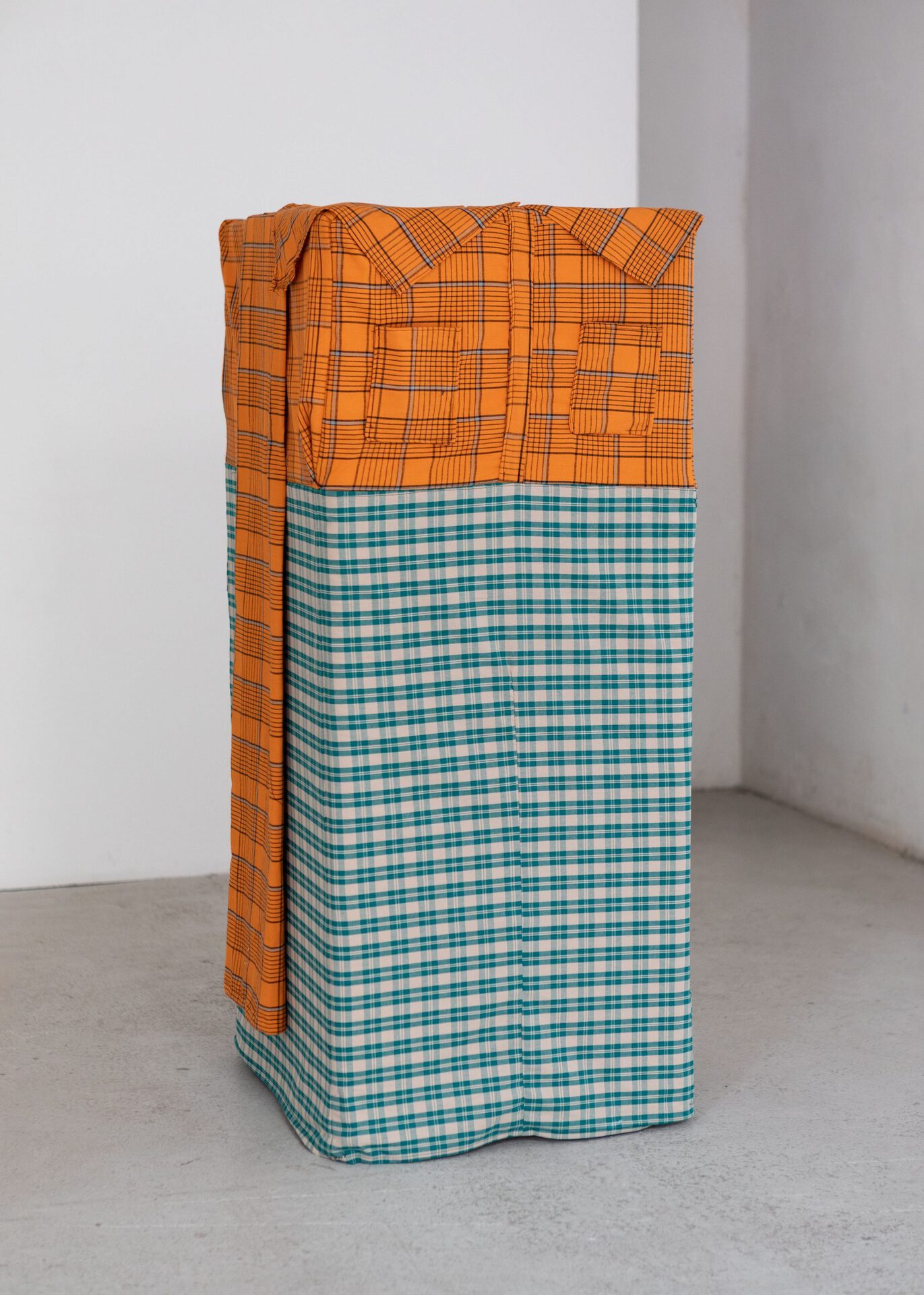 Fridge Man, 2021 fabric, fridge 120 x 50 x 55 cm