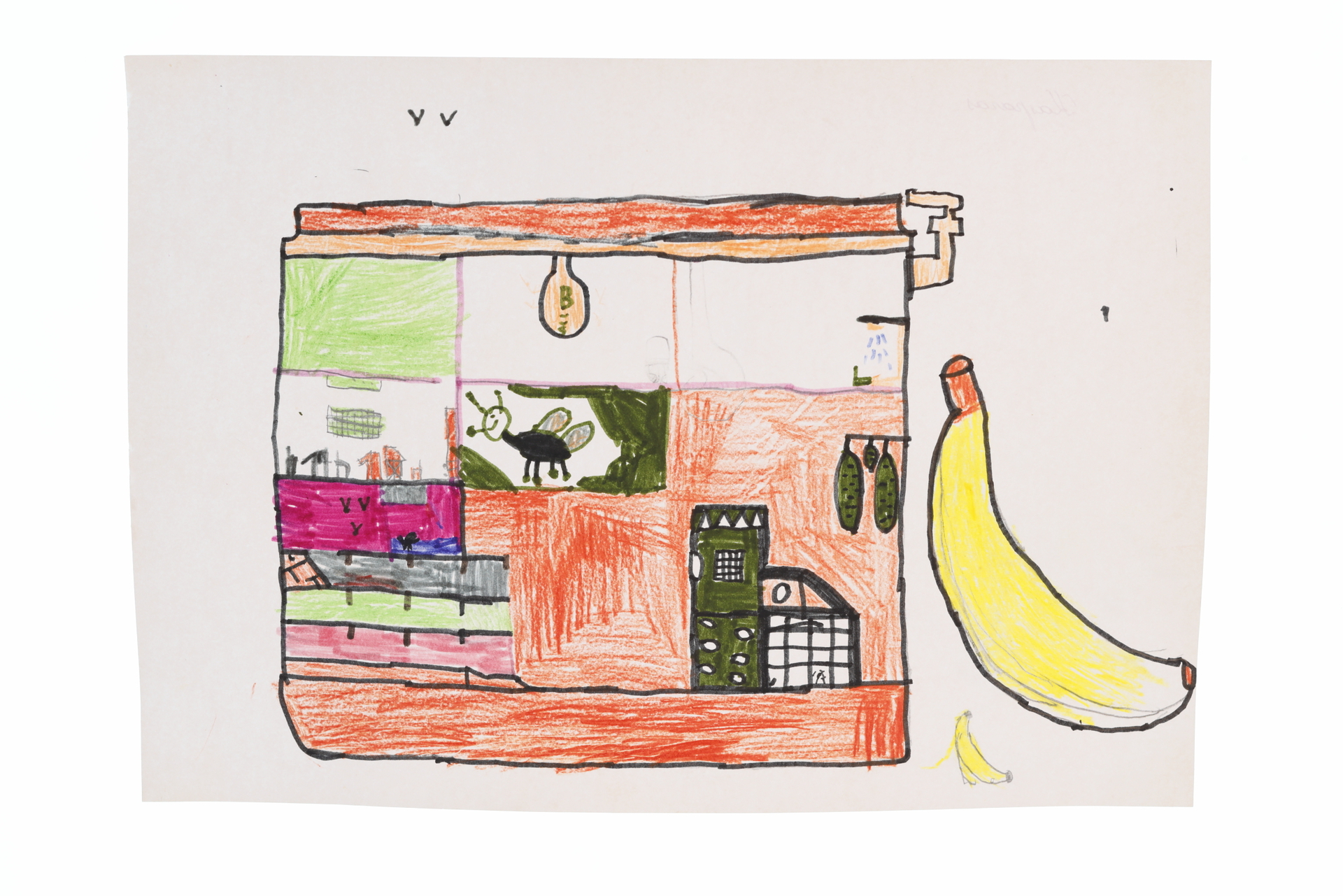 Proposals for fruit flies housing. Drawings on paper in various sizes by pupils of Beržai progymnasium of Panevėžys and kids from Algimantas Bandza Social Services Home. 2021
