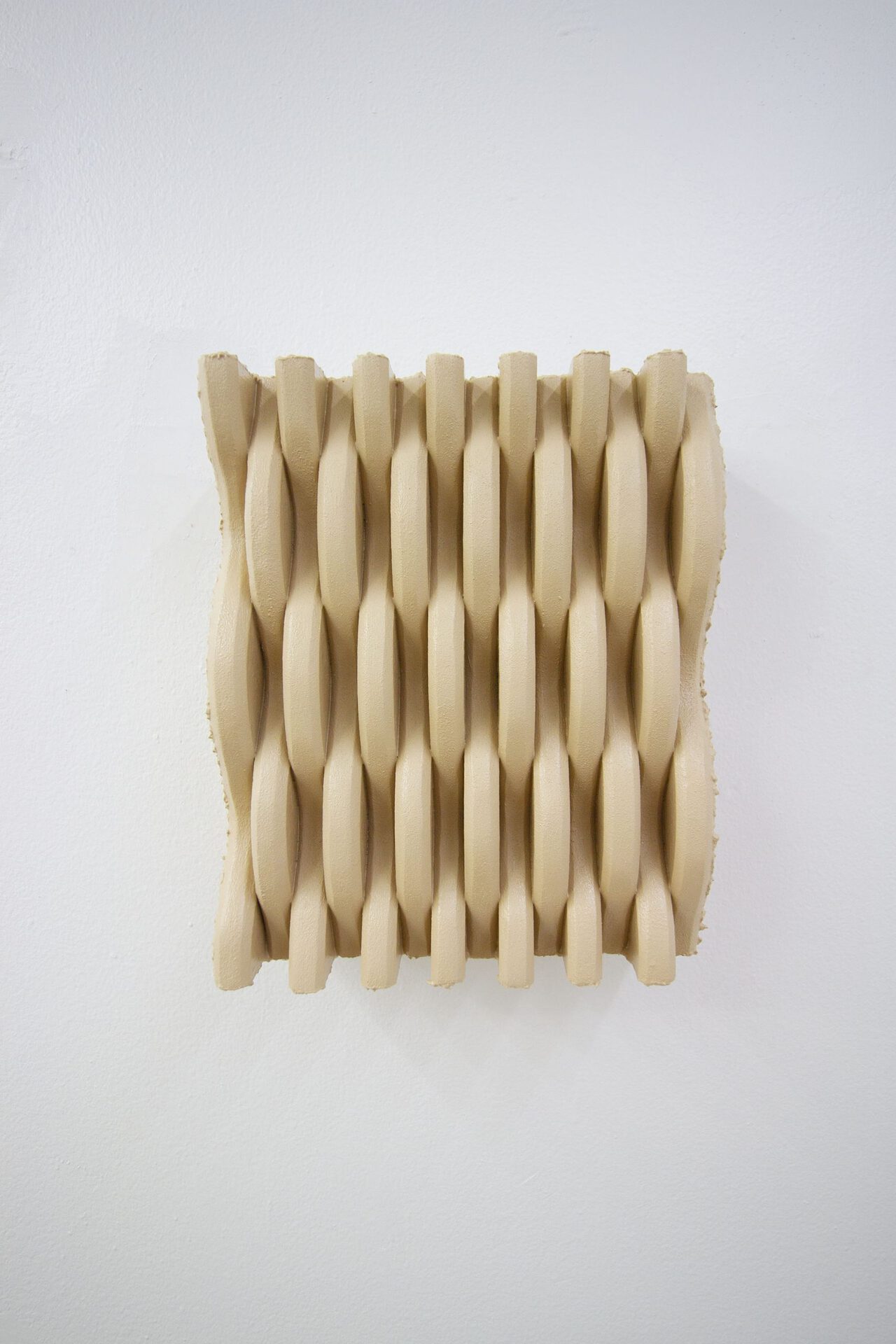 Amanda Martinez, ‘Note’, carved found polystyrene on wood, latex enamel, shredded tire rubber, acrylic polymer, 10” x 8” x 4”, 2021