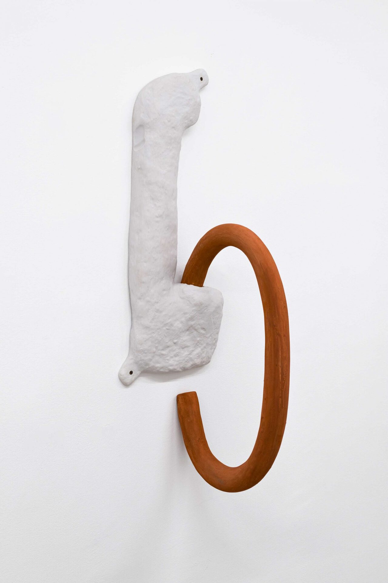 Phanos Kyriacou, Common Handles, 2021, terracotta, cast polyurethane resin, stainless steel, 122 x 32 x 37 cm.