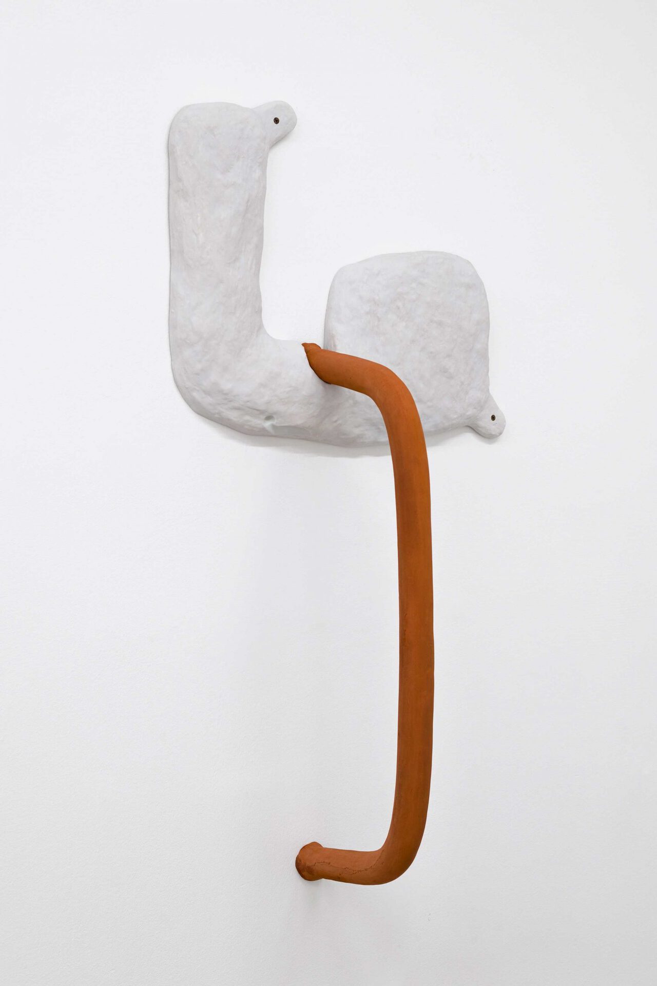Phanos Kyriacou, Common Handles, 2021, terracotta, cast polyurethane resin, stainless steel, 122 x 30 x 40 cm.