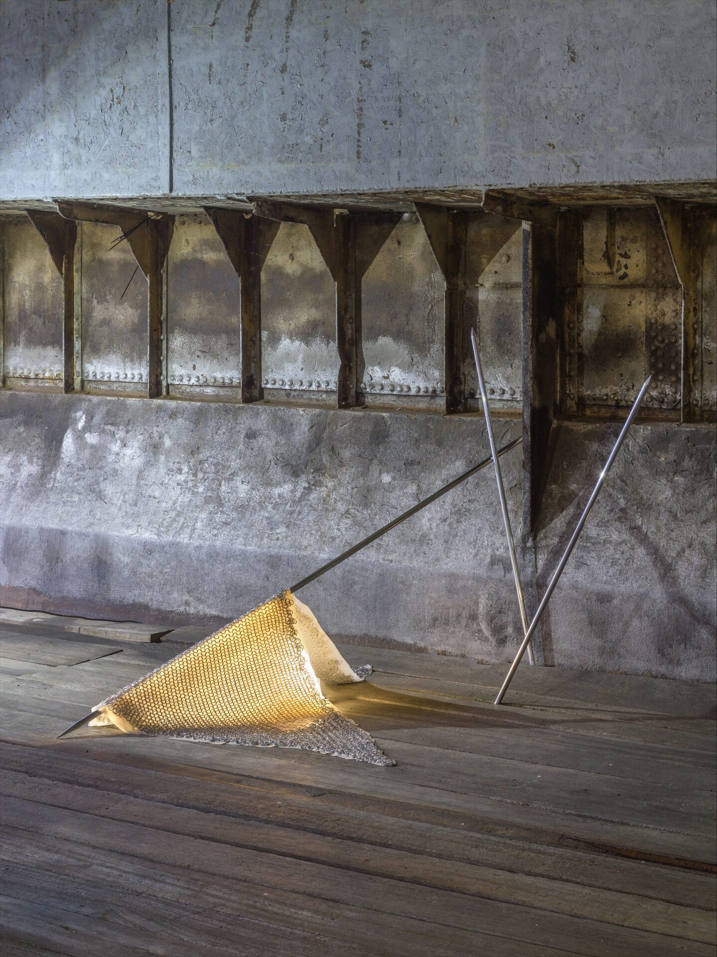 Keegan Luttrell, Surrender, 2021, dims variable, aluminum, stainless steel, silicone.