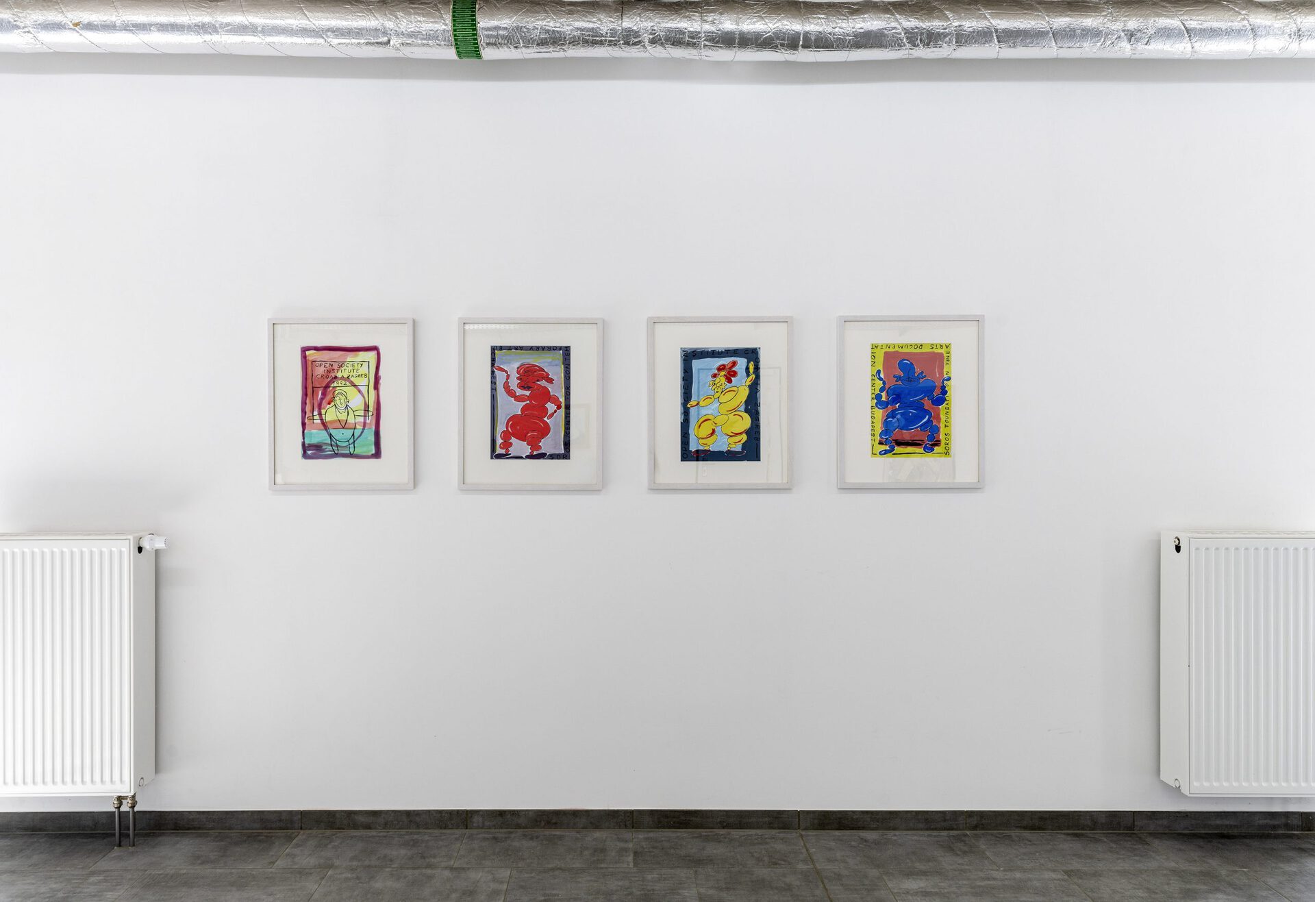 Samuel Fischer-Glaser, Foundation (Bubble Boys) I-IV, 2019 acrylic on paper, 30 x 42 cm Photo: Helge Mundt