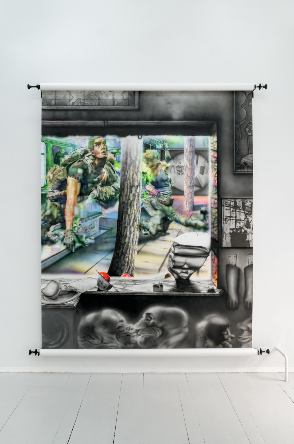 ROBERT MCNALLY Inlet Manifold, 2021 graphite and acrylic paint on paper 275 x 218 cm Courtesy KOENIG2 by_ robbygreif, Vienna and the artist