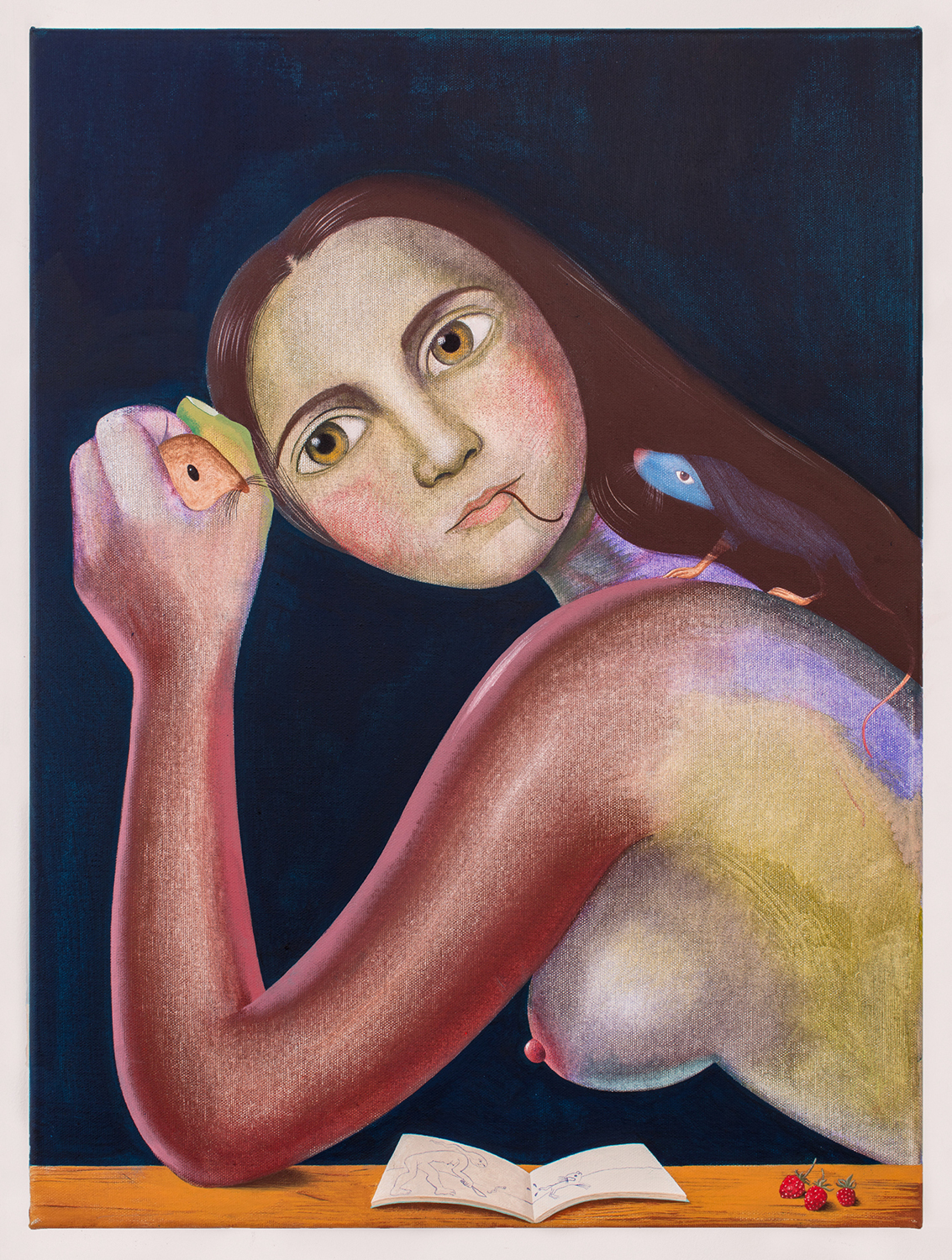 Sara Anstis, Apple, 2021, acrylic and oil on canvas, 23.5 x 17.5 in.