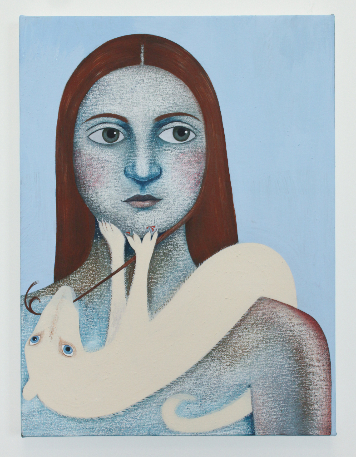 Sara Anstis, Ermine, Acrylic on canvas mounted on board, 16 x 12 in.