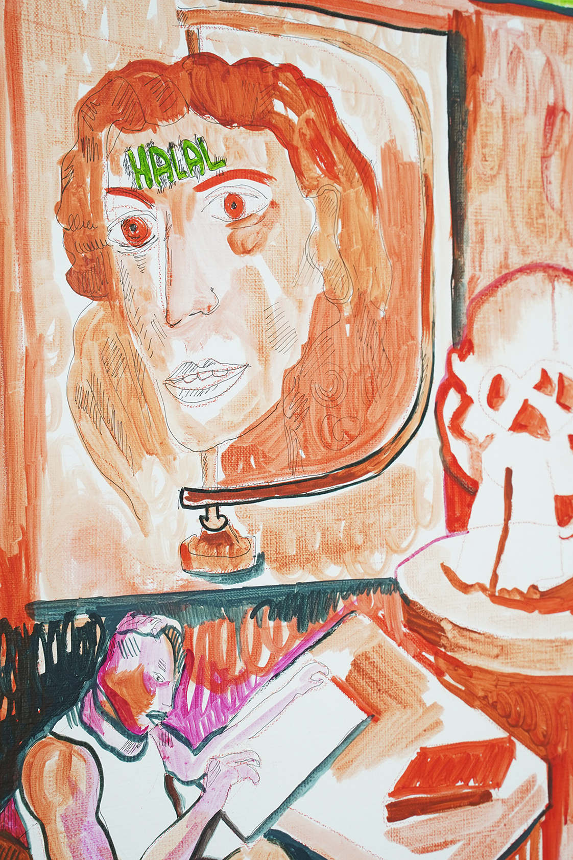 Kristina Schmidt, Studierzimmerfantasie mit wichtigen Unterlagen, 2019, Oil on canvas, 48,26 x 33,02 cm
