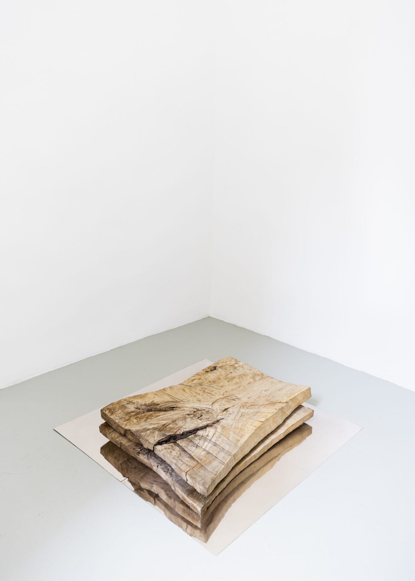 Bernhard Walter, ›Zwei oder Beide‹, poplar wood and silver, approx. 100 x 100 x 20 cm, 2021