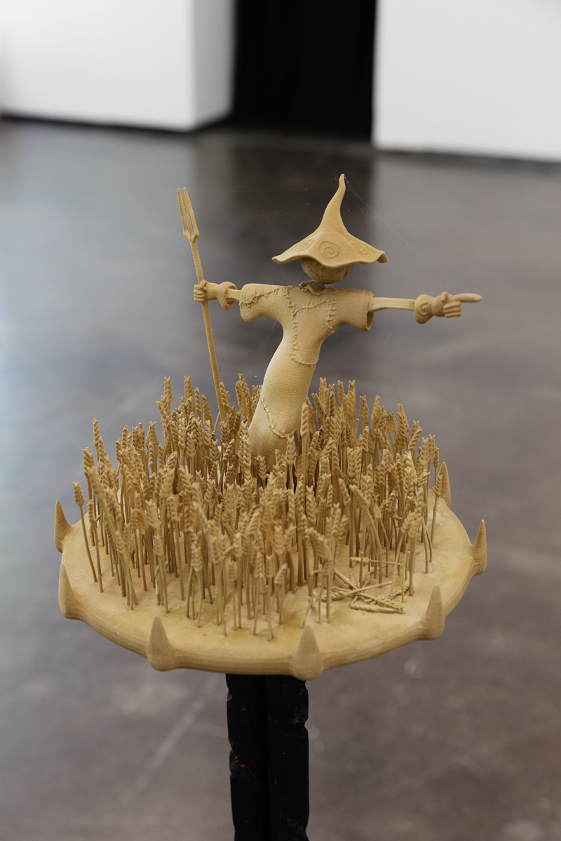 Eetu Sihvonen, Scarecrow Sage, 2021, nylon, burnt pine wood