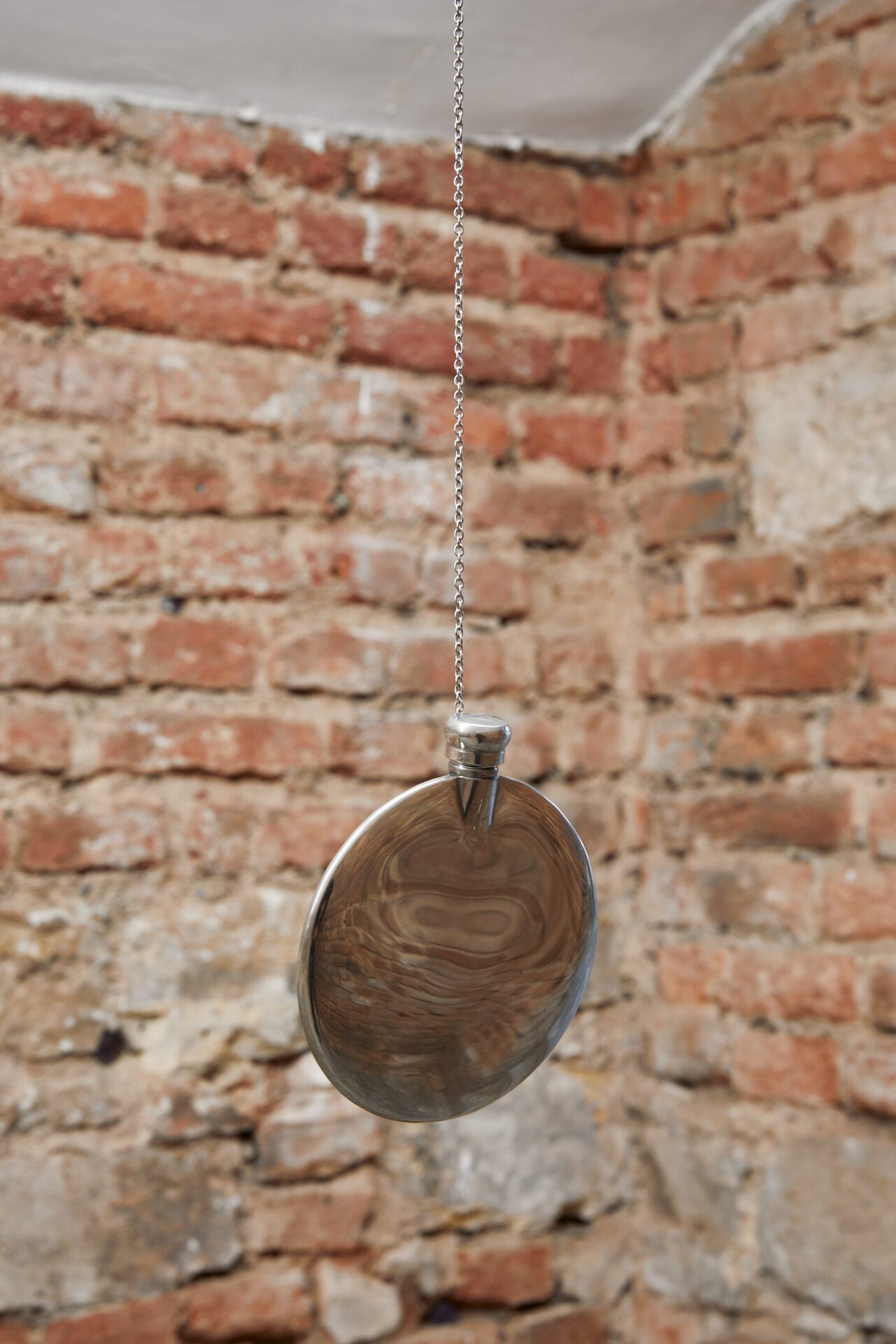 Maria Loboda, Curious and Cold Epicurean Young Ladies, 2011–21 Platinum coated silver flacon, hydrogen, metal chain