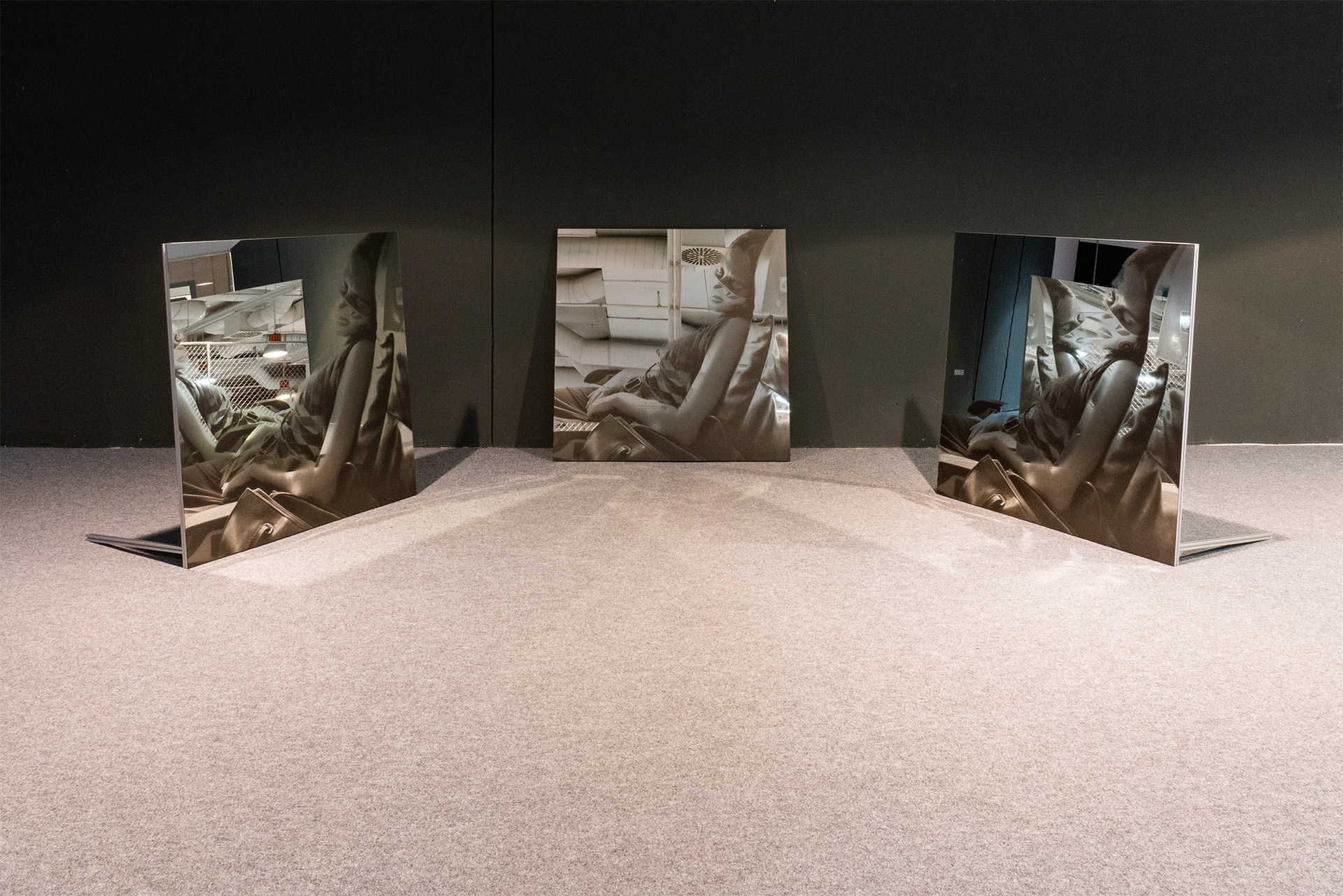 Reba Maybury, Violation Mirrors, 2020/2021, 3 printed mirrors, each 150 x 150 cm