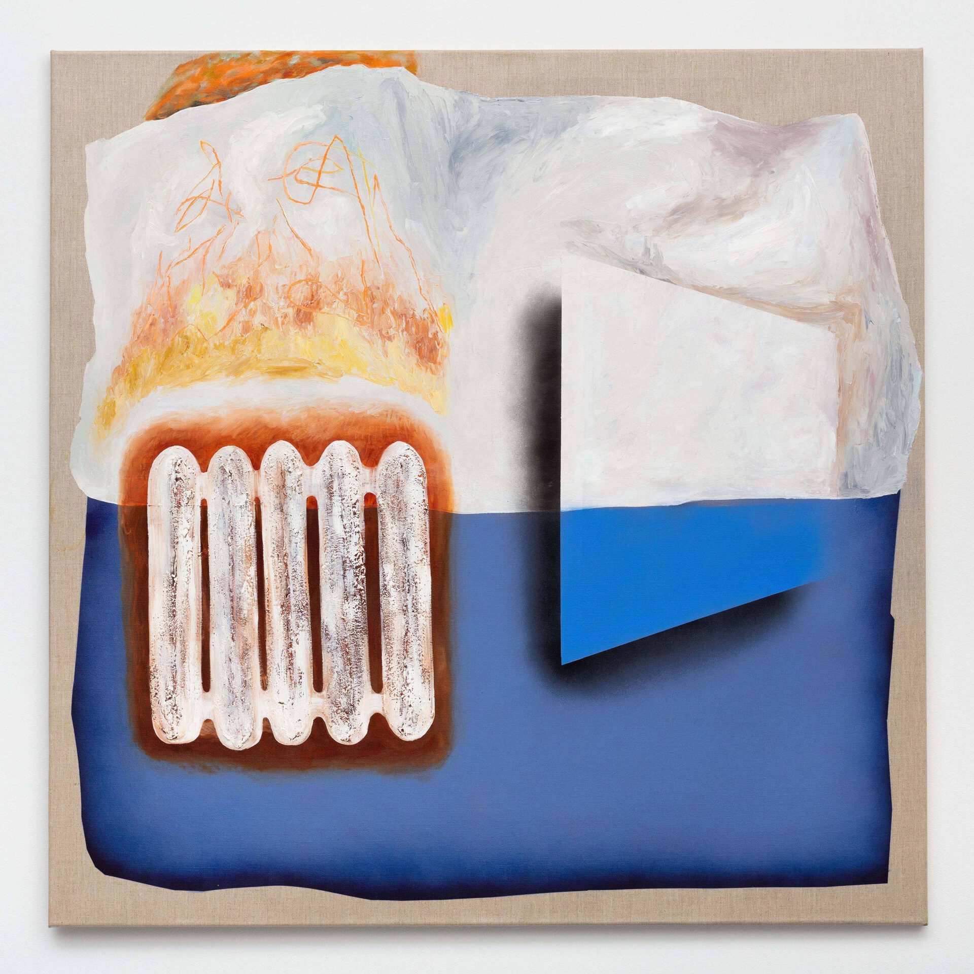 Anne Speier, Heizung, 2021, oil and acrylic on canvas, 110 x 110 x 2 cm