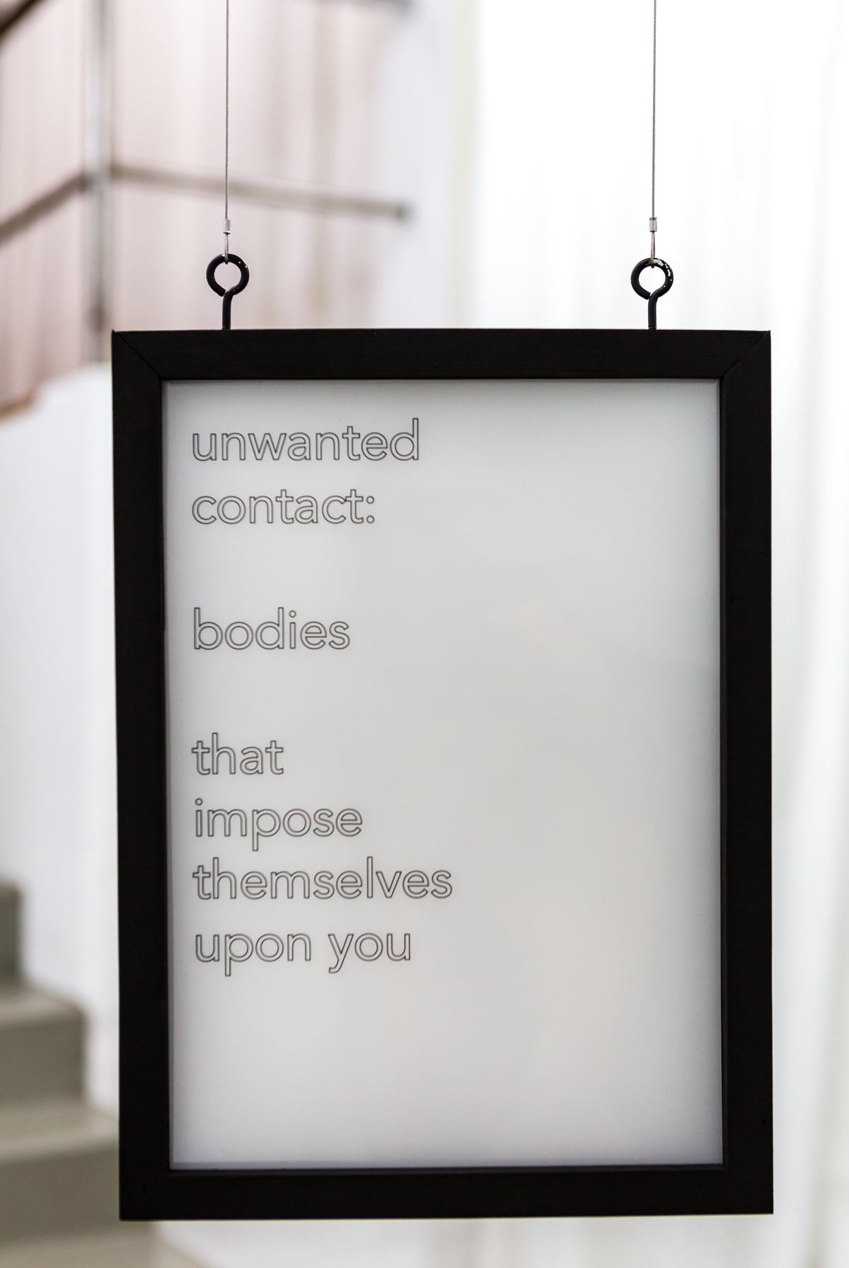 Sophie Hoyle, 'Unwanted Contact...'(2019), Drawing on acetate, wood, perspex, led lights, hanging wire