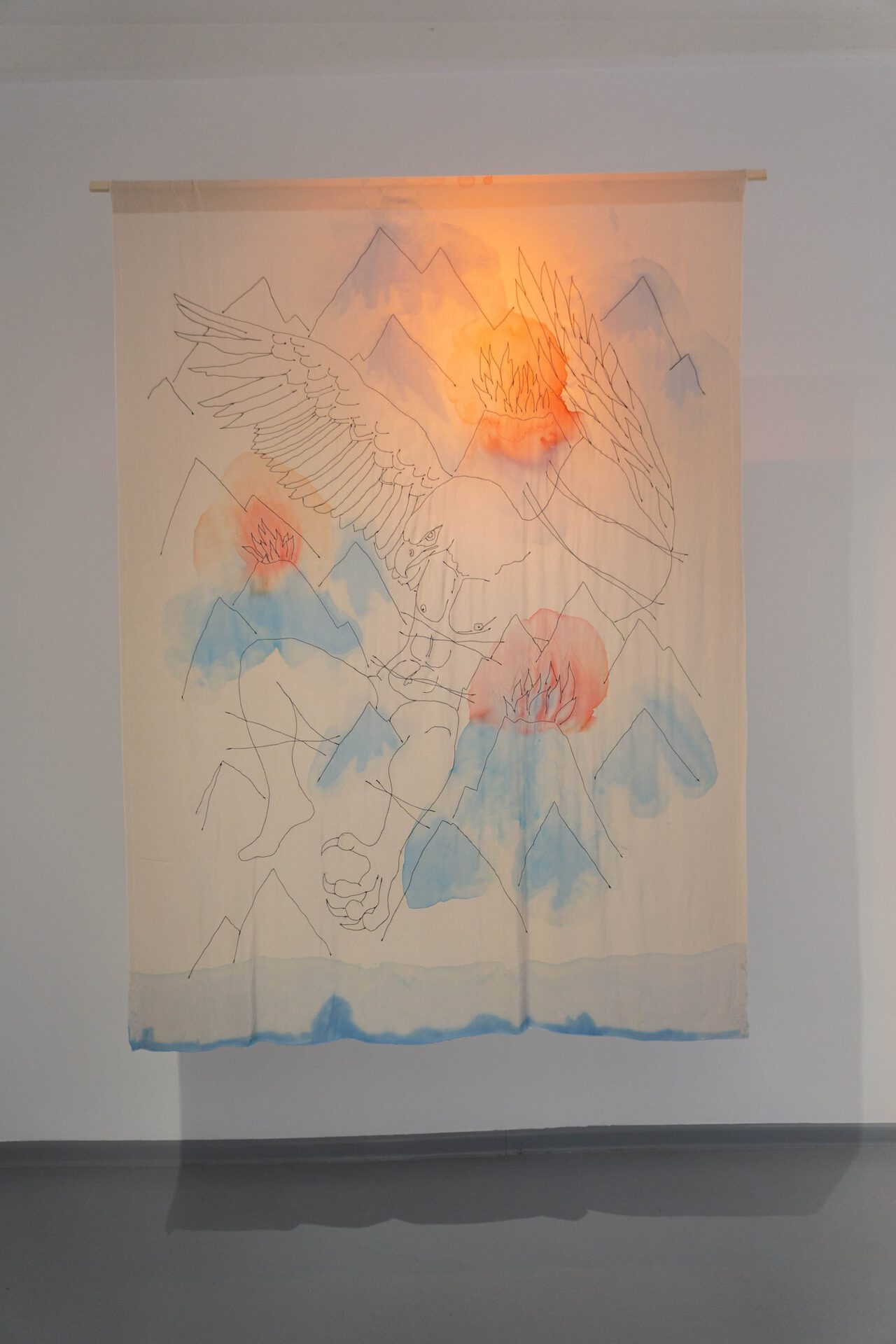 Amiran Embroidery & ink on silk 200 x 140 cm 2021