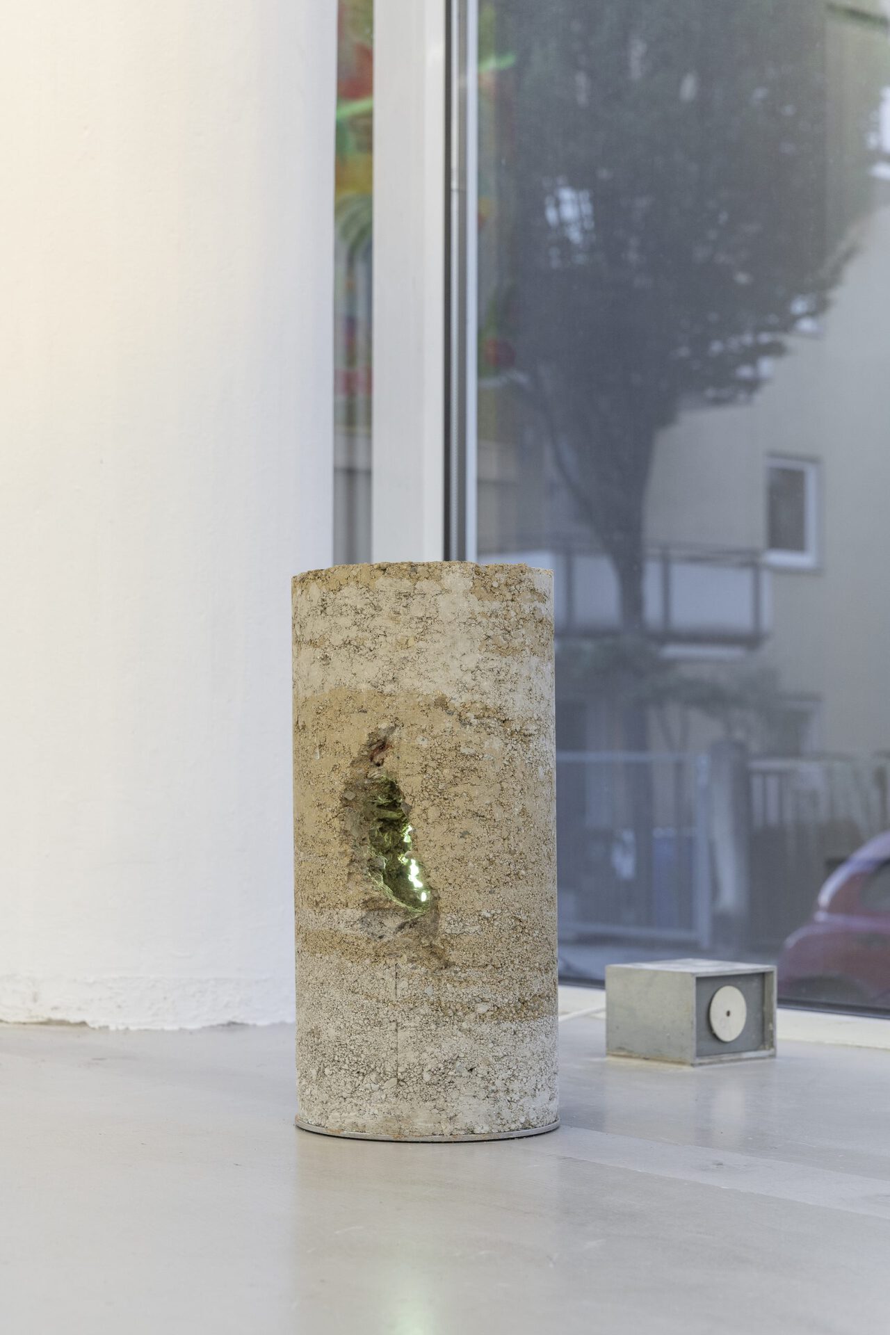 Susi Gelb - Core 01, 2021, rammed earth, metal, led light, 42 x 20 cm - Courtesy of the artist and Nir Altman