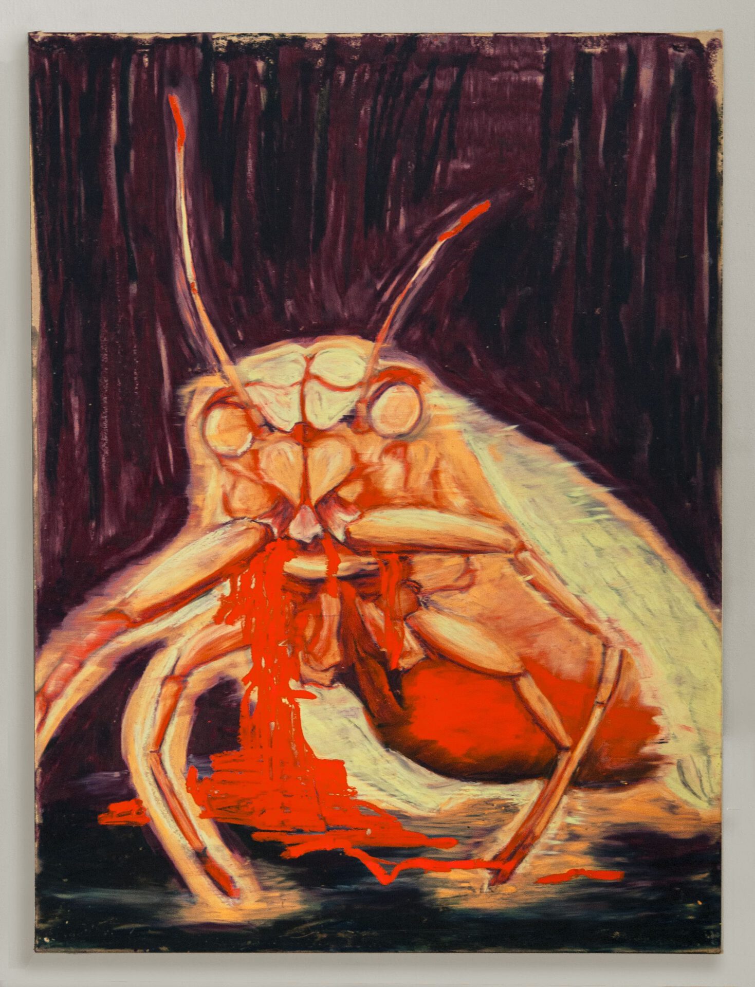 iida-simon, juice cleanse: aphalara itadori, the japanese knotweed psyllid, 2021, oil pastel