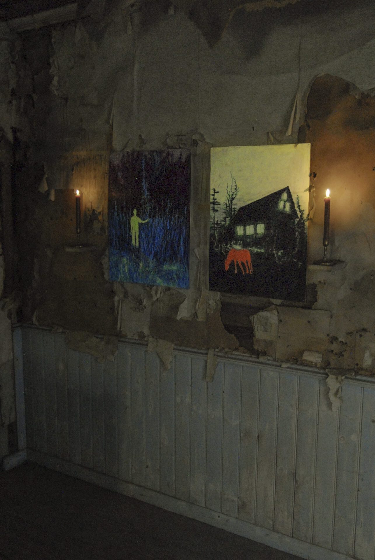 iida-simon, the father the pray and the holy spirit/greenhouse, 2021, oil pastel