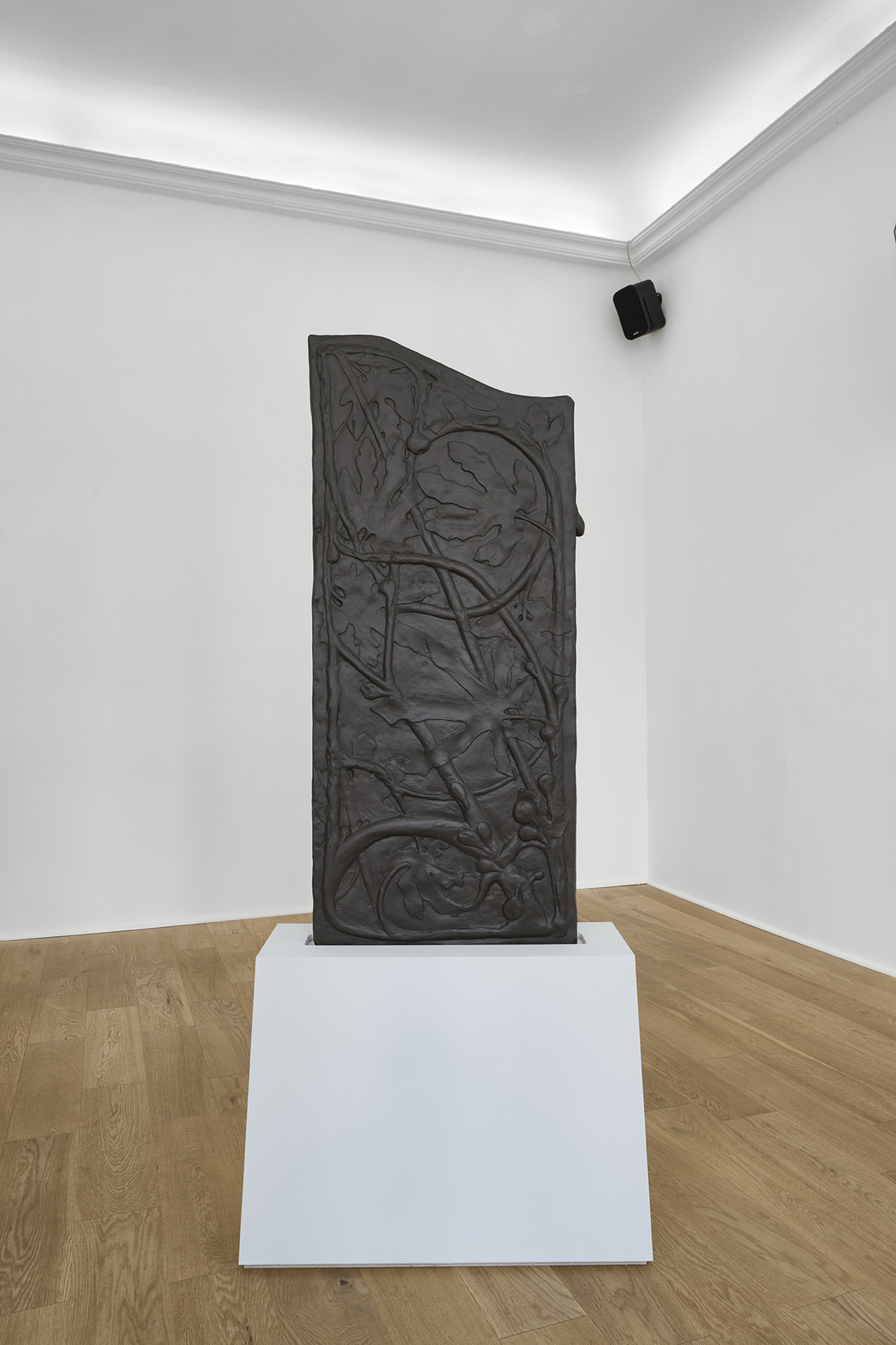 Beth Collar & Elif Saydam, Saloon Door (right), 2021, plaster, polystyrene, acrylic paint, aquarelle, 23k gold, custom plinth, beer coasters, coins, 159 cm x 68 cm x 26.5 cm