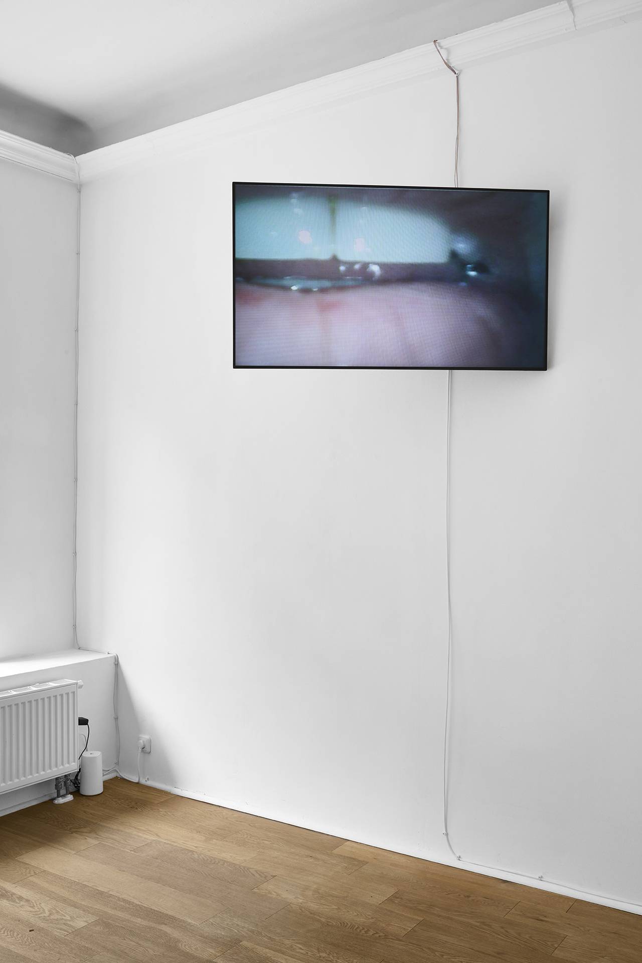 Shane, 2021, two 48 inch flatscreens with customised wall mounts, coins, bottle caps, 11 min 44 sec, looped, speakers, dimensions variable (detail)