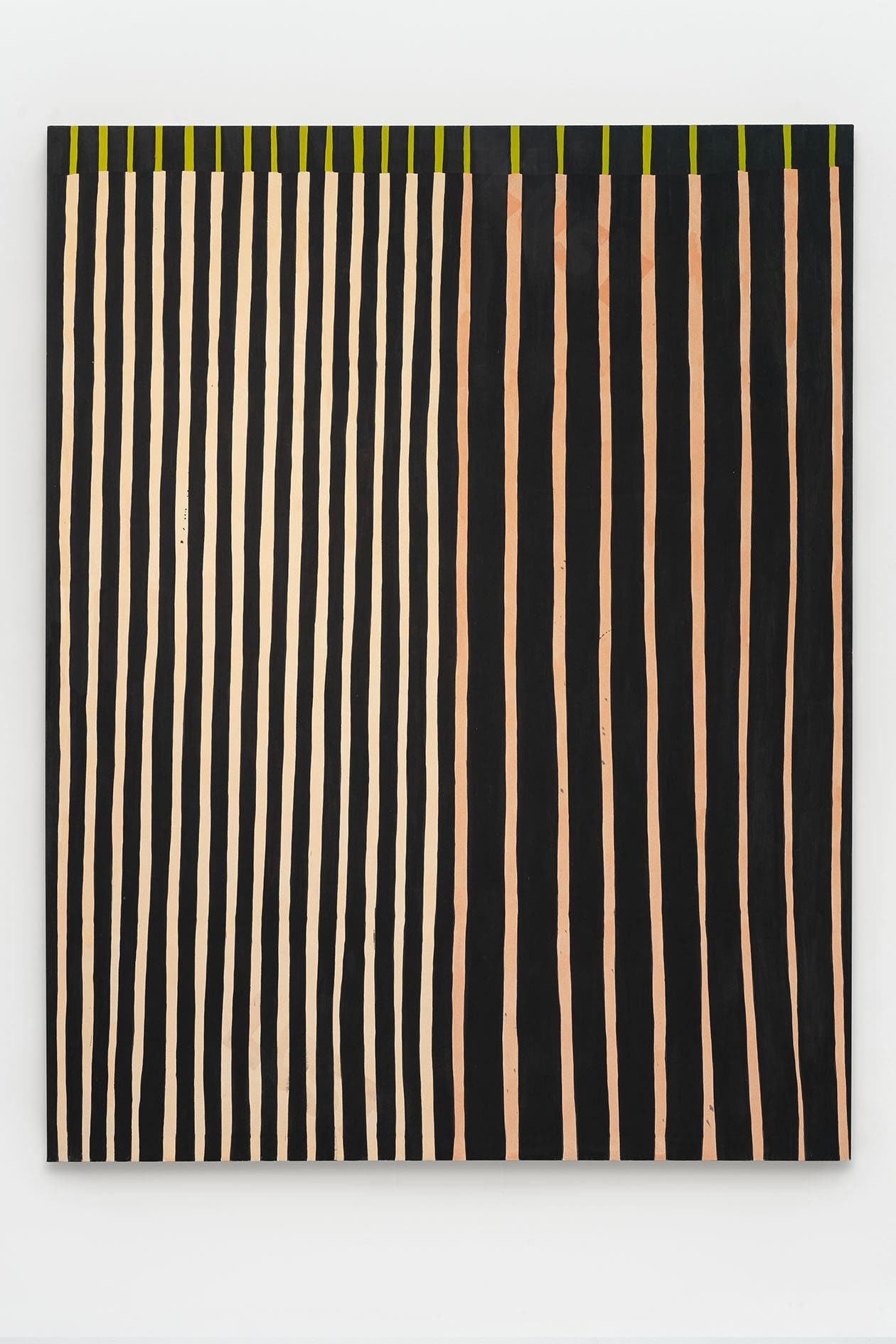 Sophia Domagala, Schwarze Streifen auf orange, 2021, acrylic on canvas, 171 x 136 x 3 cm