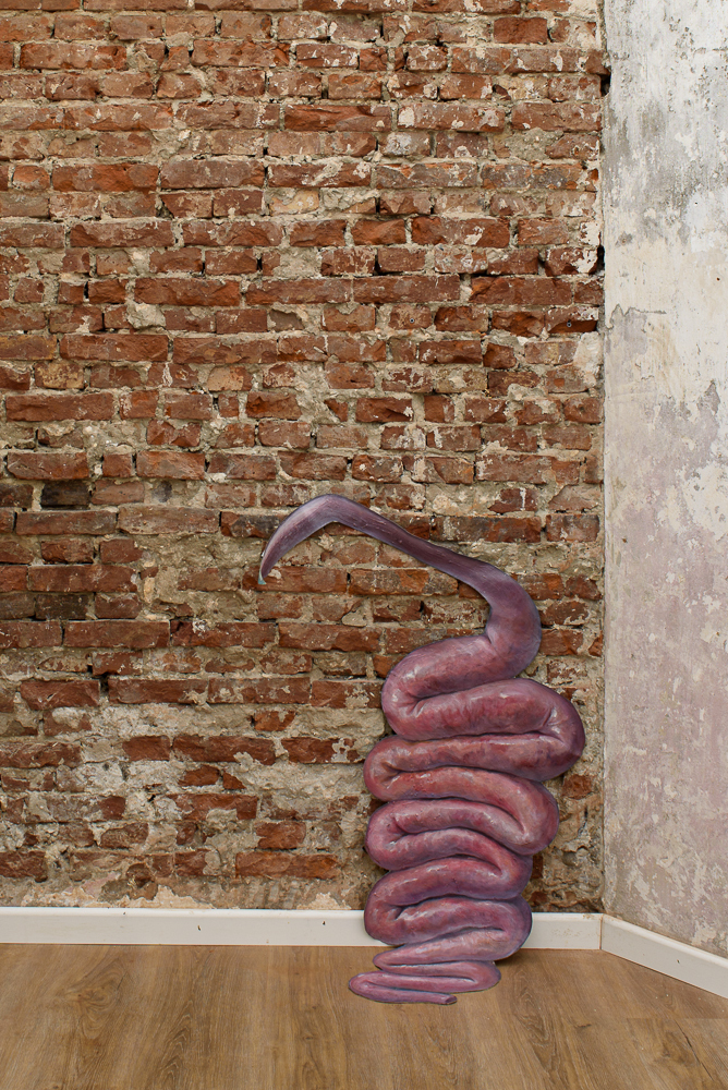 Jung Min Lee, Intestine, 2017, oil on canvas fabric, 118x75 cm