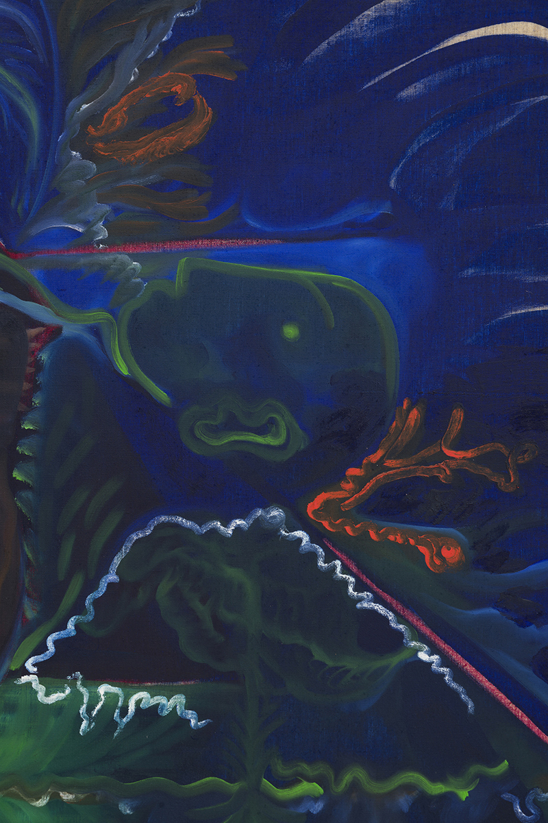 15. Alice Visentin, Dance for the Ancestors (detail), 2021 (Oil, acrylic, crayon on canvas, 105 x 200 cm).