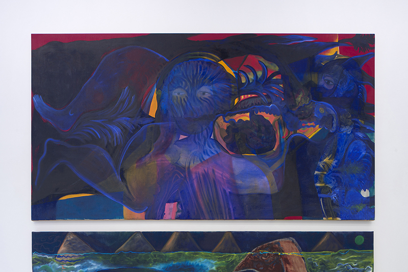 5. Alice Visentin, Three Women, 2021 (Oil, oil-stick,  acrylic on canvas, 105 x 200 cm).
