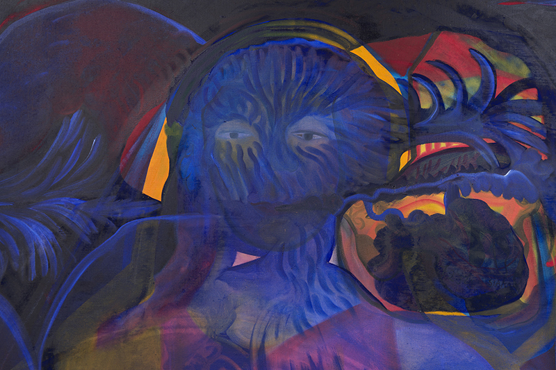 6. Alice Visentin, Three Women (detail), 2021 (Oil, oilstick, acrylic on canvas, 105 x 200 cm).