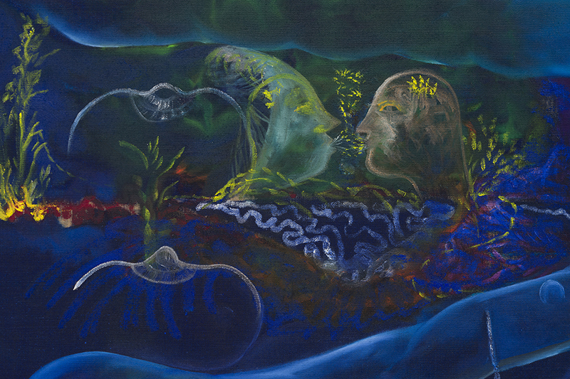 8. Alice Visentin, River Crossing (detail), 2021 (Oil on  canvas, 100 x 200 cm).