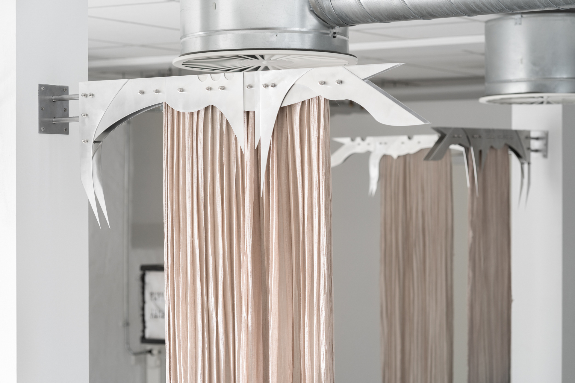 Inside Job (Ula Lucińska & Michał Knychaus), Passage II, Passage III, Passage IV, steel, aluminium, linen, 2020