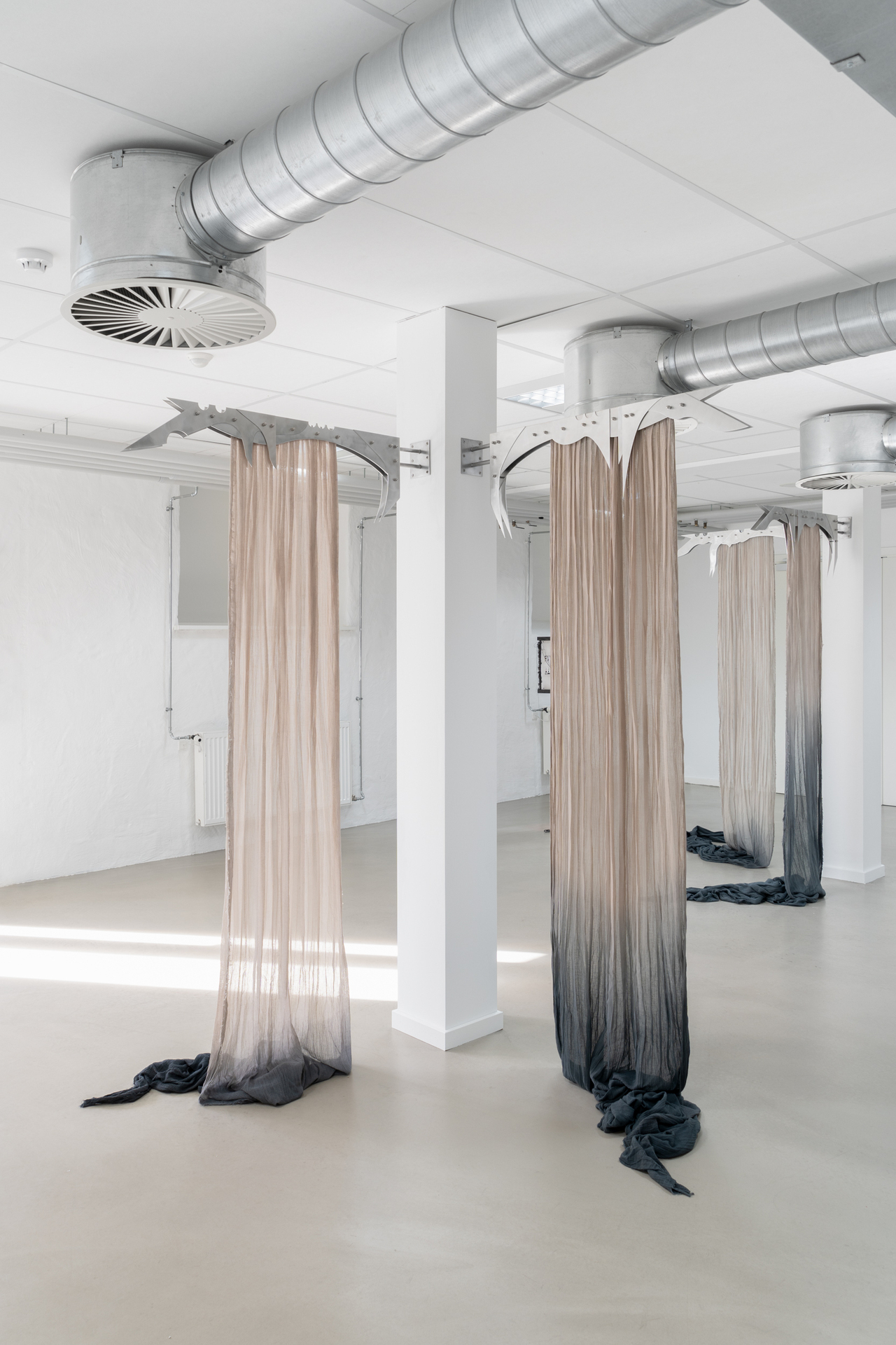 Inside Job (Ula Lucińska & Michał Knychaus), Passage I & Passage II, steel, aluminium, linen, 2020