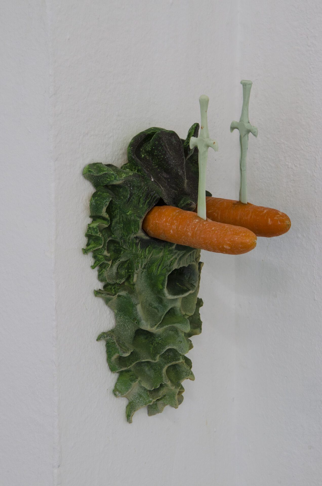 hunter, 2021, polyurethane, spray paint, carrots