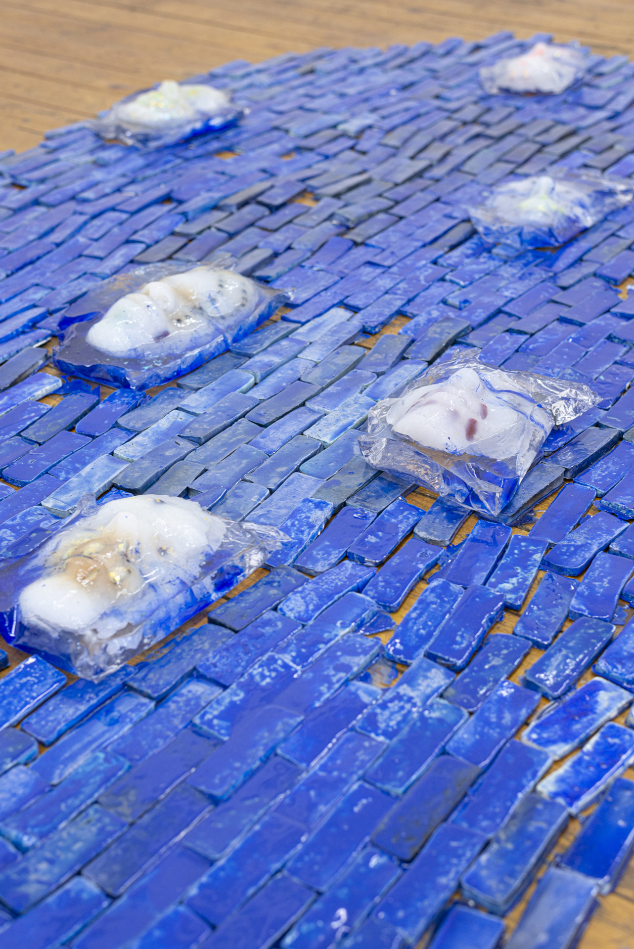 Theresa Weber, Anima Mundi, 2021, ceramoplast, polyester resin, silicone, collage, size varies