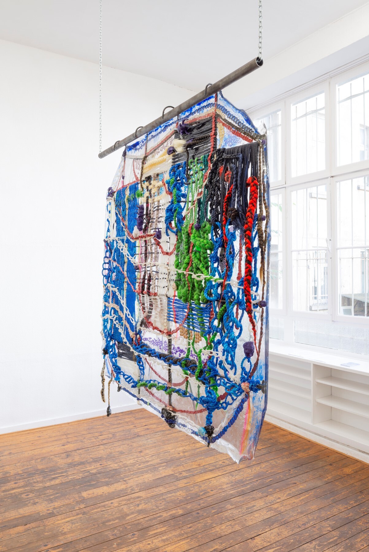 Theresa Weber, Altar Window, 2021, Collage in polyester resin, 175 x 175 cm