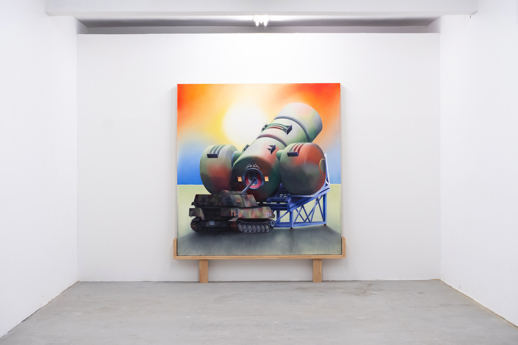 Nicholas Stewens, Hush Hush, 2021, Oil and coloured pencil on canvas, wood, 248 x 208 x 20 cm
