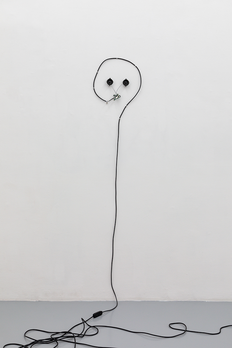 Alberto Tadiello, Play Mode, 2021, speakers, cables, pcb, audio, cm 200 x 40 x 8
