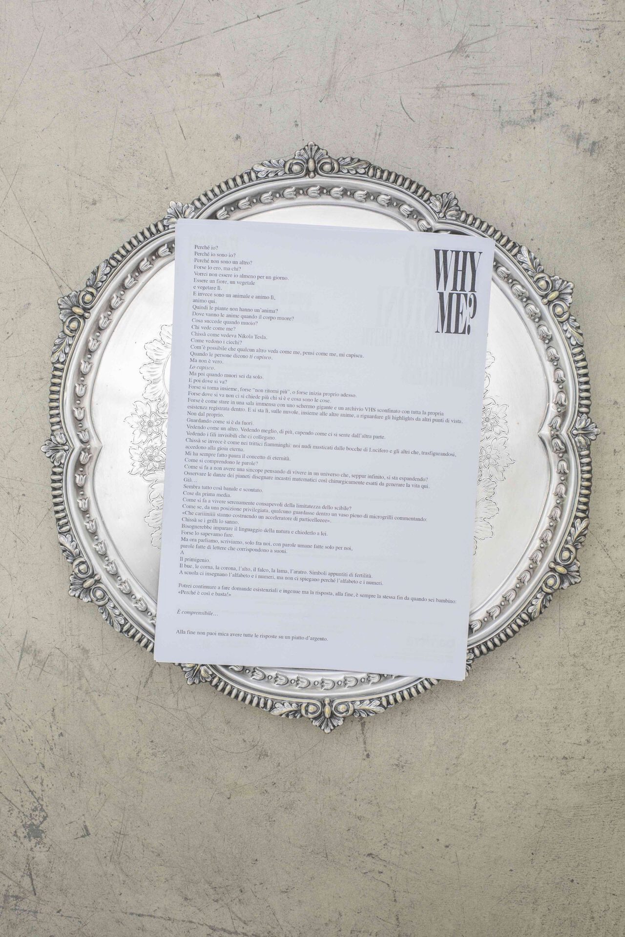 0. Pietro Agostoni, Why me?, exhibition press release, 2021. Photo by Gabriele Abbruzzese.