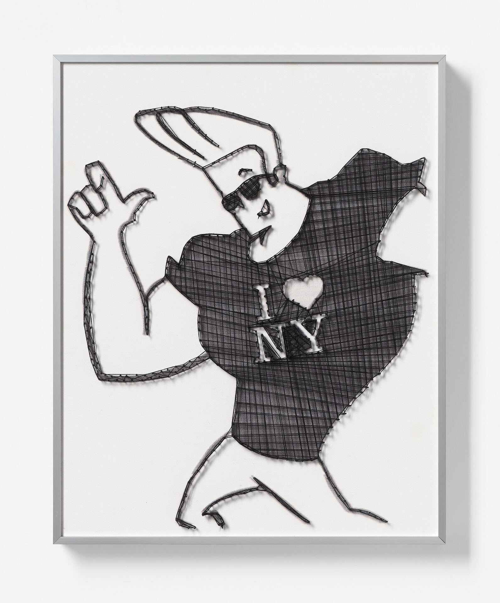 Victoria Todorov Alpha Beta Martyr, 2021 Canvas stretched on wood panel, nails, string 40 X 50 cm