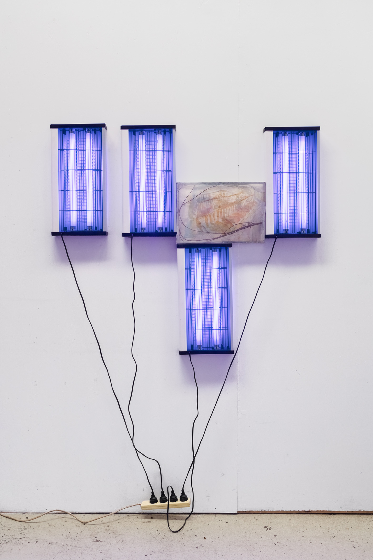 Victoria Todorov & Spencer Lai Not titled, 2020-21 Insectocutors Dimensions variable, Spencer Lai Not titled, 2020-21 Silk organza, watercolour, balsa wood, dress pins, colour pencil, glue 39 X 27 X 5 cm