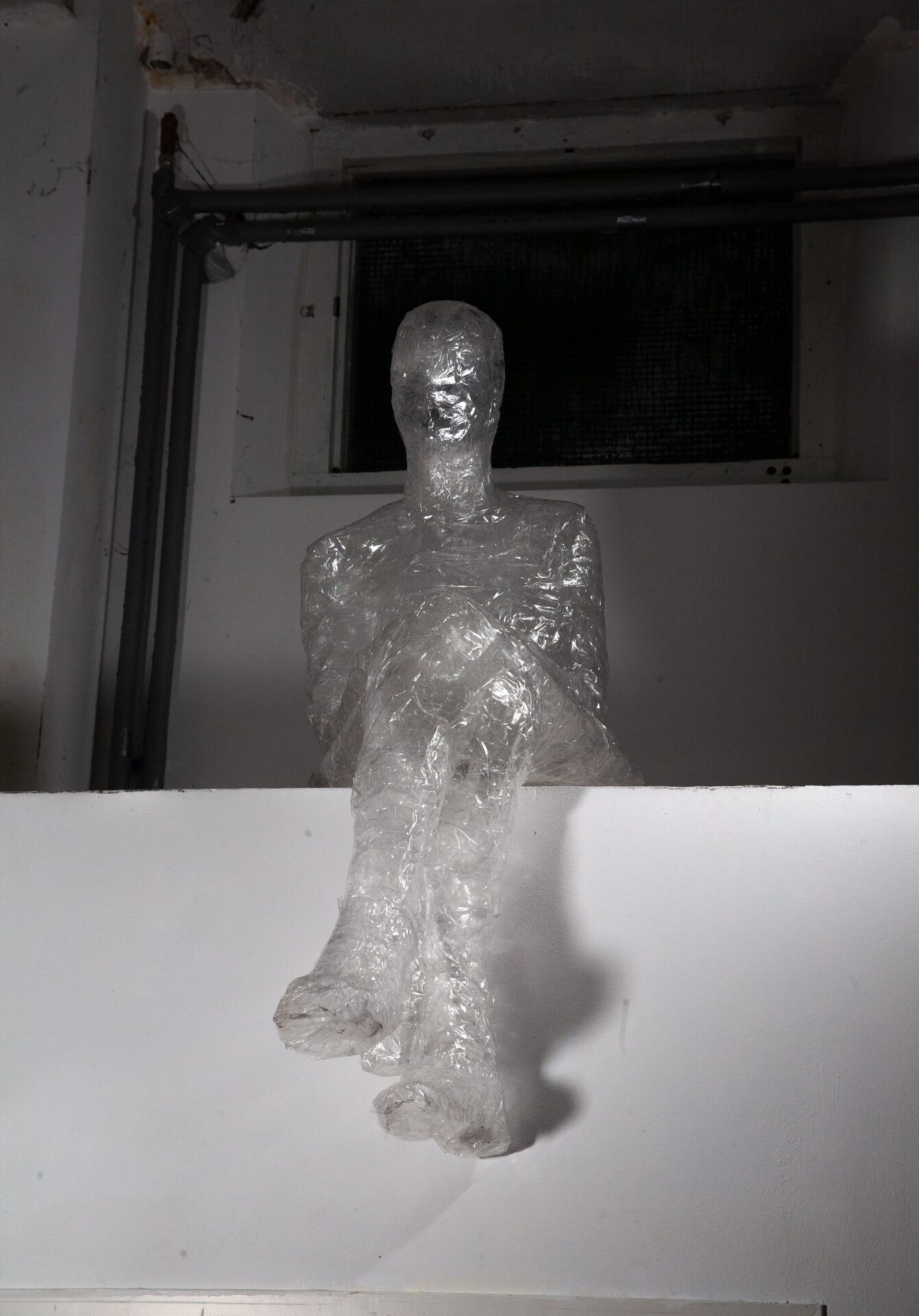 Myrofora Kachrimanidou, Untitled, transparent tape, various dimensions, 2021