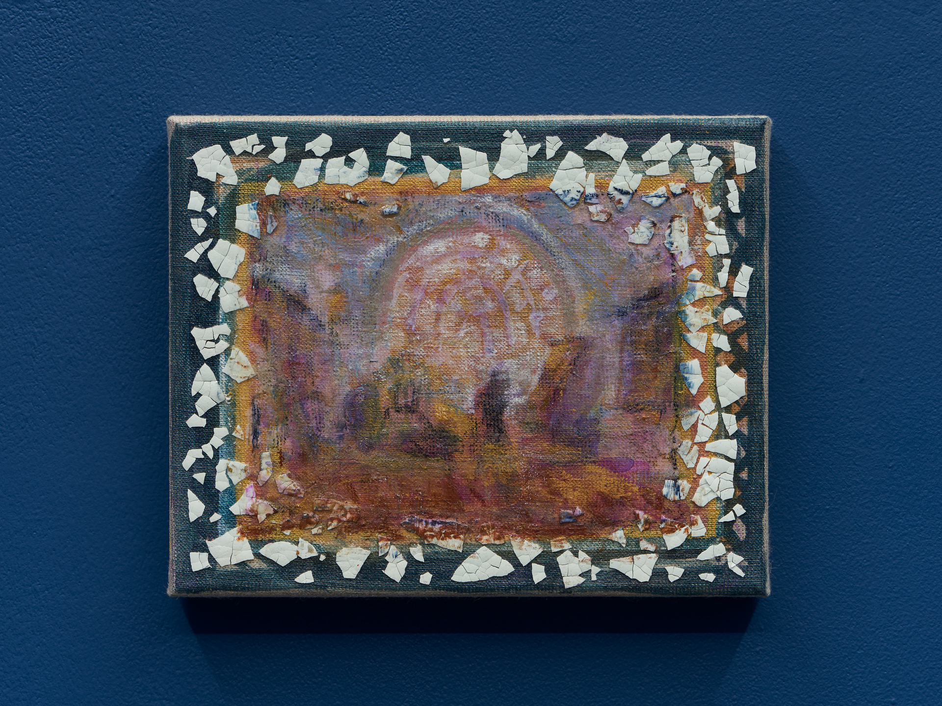 Cosima zu Knyphausen, artists and admirers, 2021. pastel and egg shells on linen.