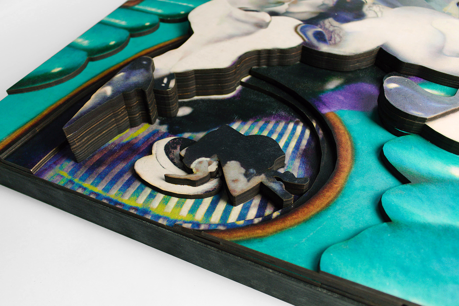 fragment. 1st performance «Judy's exit», 2021, UV print, multilayer plywood relief, 80x60 cm