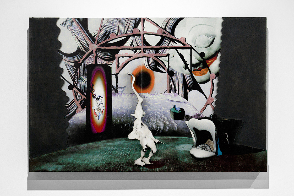 9th performance «greedy seance», 2020, acrylic, UV print, multilayer plywood relief, 50x77 cm
