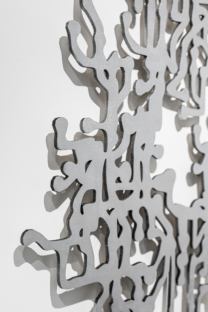 fragment. 3rd performance «the forest might not let in», 2021, acrylic, through plywood relief, 108х66 cm